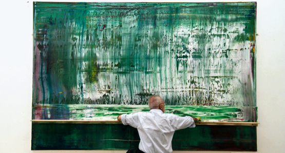 Gerhard Richter working on "Abstract Painting (911-4)"