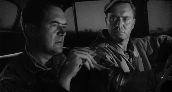 Frank Lovejoy and Edmund O'Brien star as two good friends whose fishing expedition goes awry when they encounter THE HITCH-HIKER, directed by Ida Lupino.