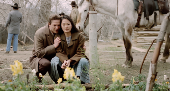 Chris Cooper as Charlie and Rosalind Chao as Lalu in Nancy Kelly's THOUSAND PIECES OF GOLD.