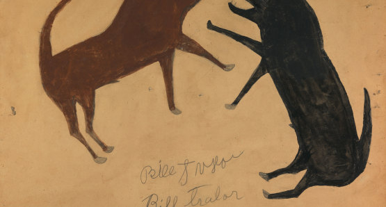 Untitled (Dog Fight with Writing) by Bill Traylor from the collection of the Smithsonian American Art Museum @1994 Bill Traylor Family Trust