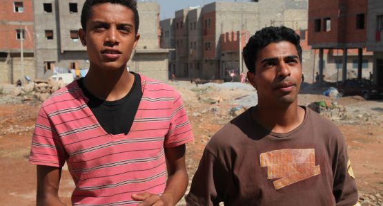 Best friends Nabil (Abdelilah Rachid, left) and Yachine (Abdelhakim Rachid) as young men.