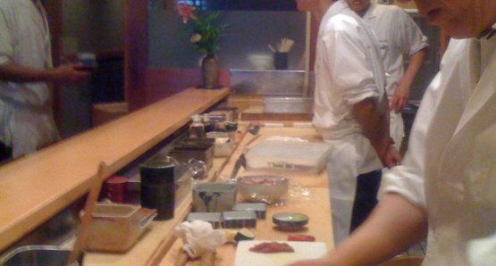 Mamoru Sugiyama and staff at Sushiko Restaurant in Tokyo